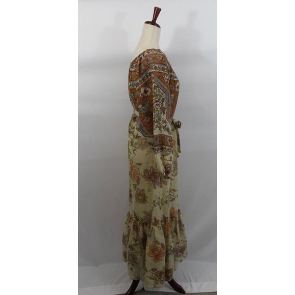 MES DEMOISELLES Sz 34 2 XS Reunion Dress Maxi Boho Floral Belted Midi - Picture 8 of 13